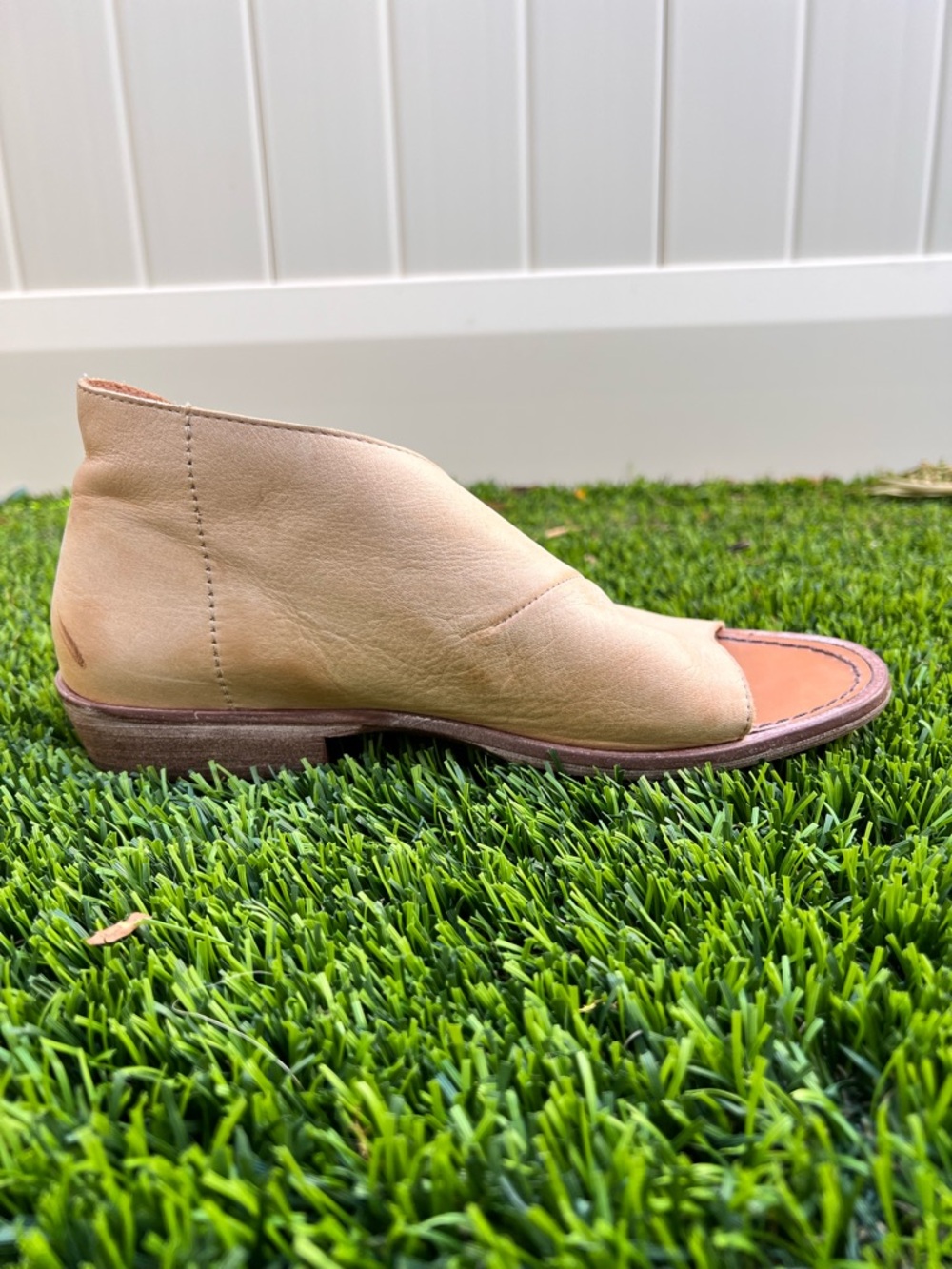 Free People Tan Leather Open-Toe Flats - Picture 3 of 9